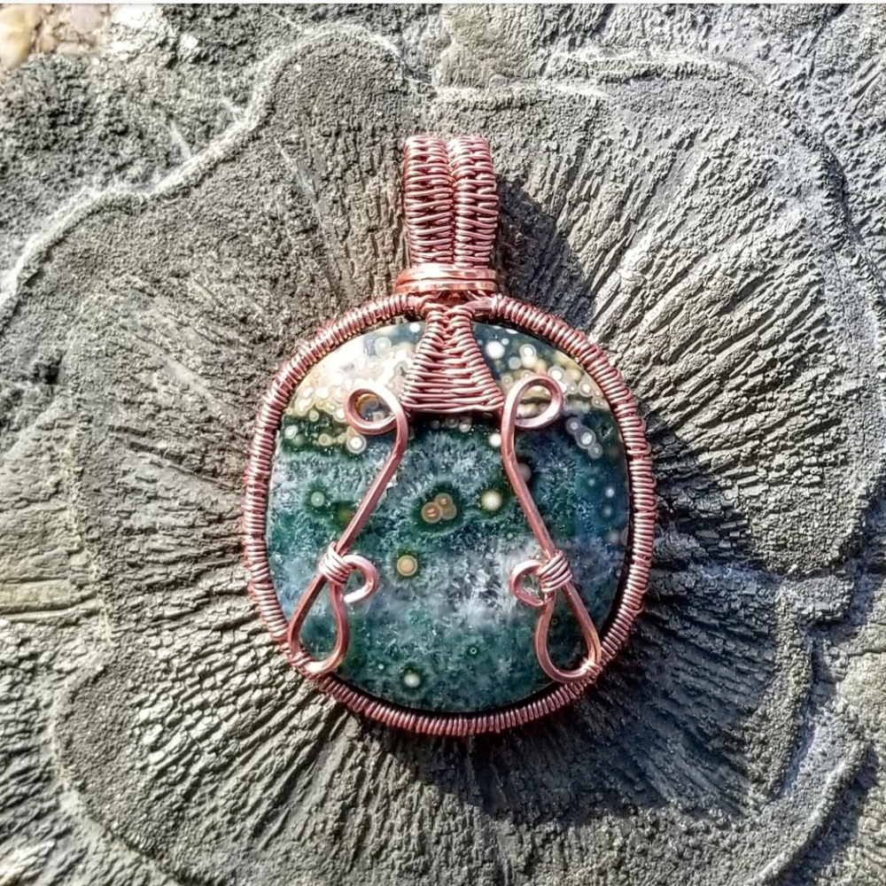 Ocean Jasper Wire Wrapped Pendant